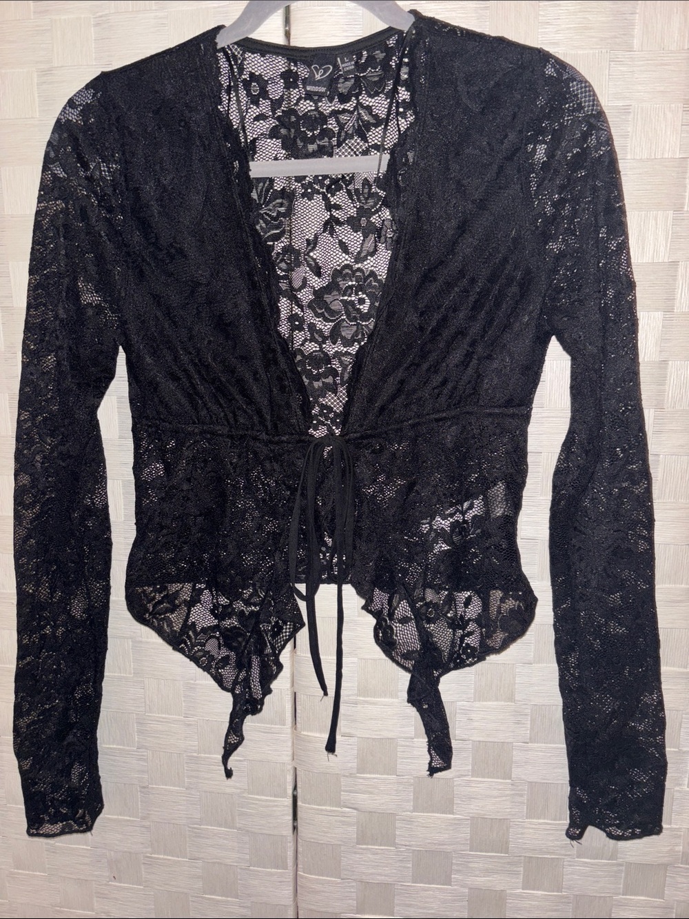 Windsor Black Lace Tie-Front Women's Top